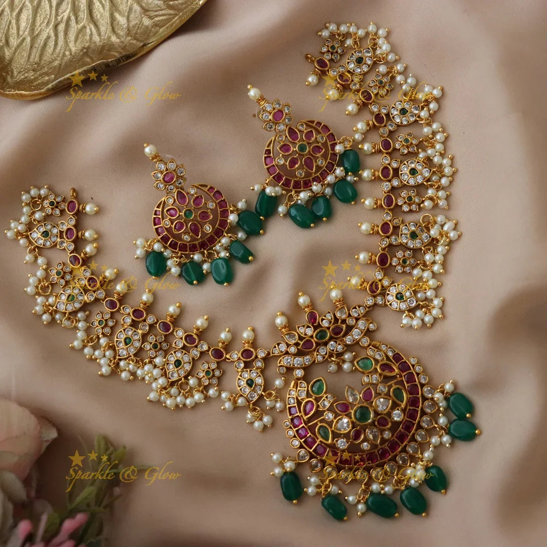 Exquisite Mango Floral Necklace Set - Sparkle & Glow