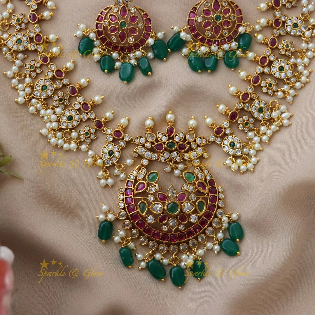 Exquisite Mango Floral Necklace Set - Sparkle & Glow