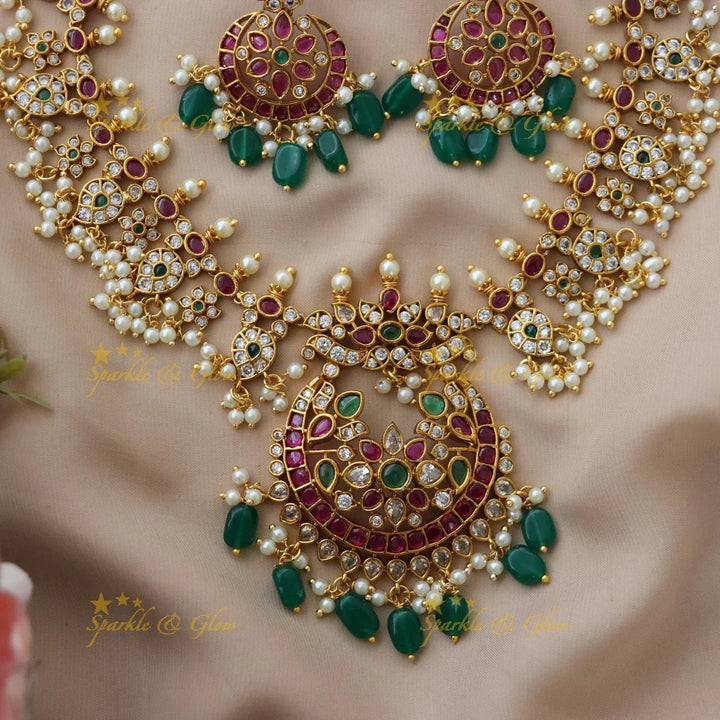 Exquisite Mango Floral Necklace Set - Sparkle & Glow