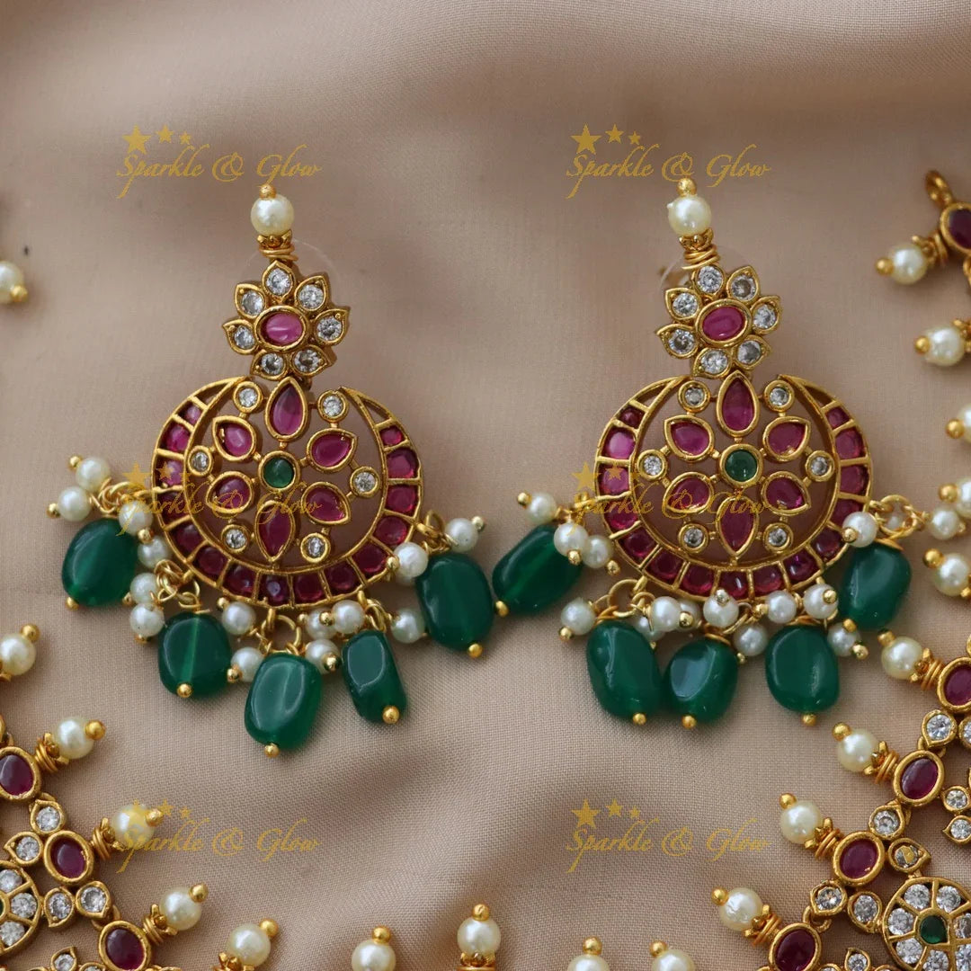 Exquisite Mango Floral Necklace Set - Sparkle & Glow