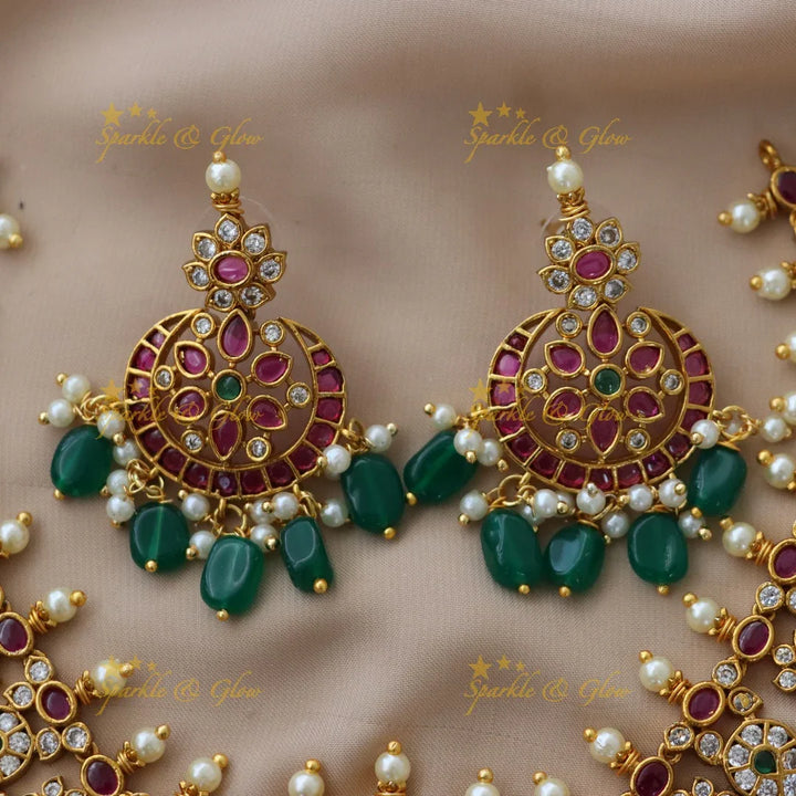 Exquisite Mango Floral Necklace Set - Sparkle & Glow