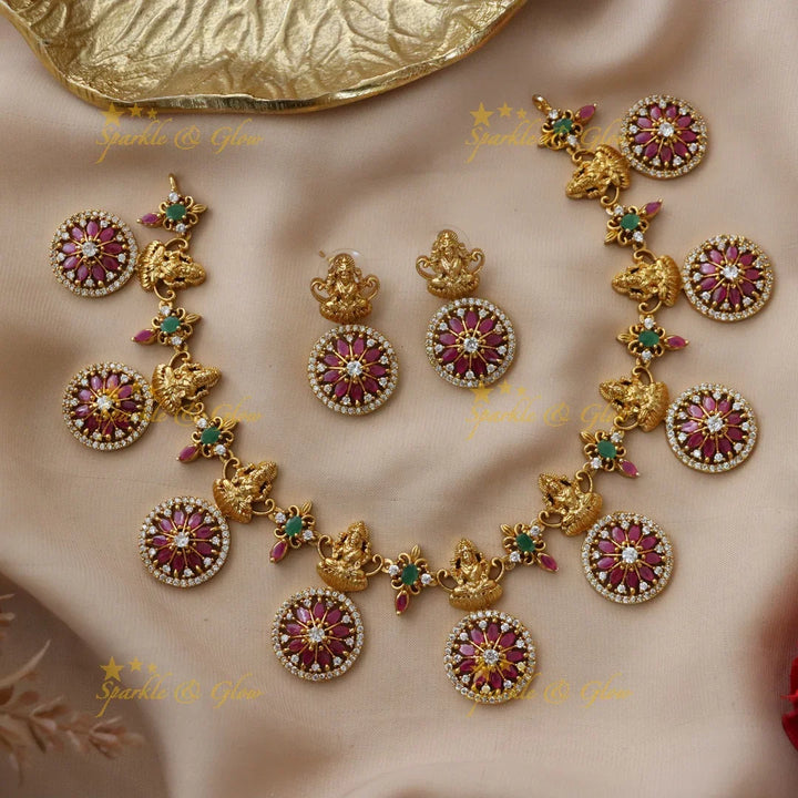 Exquisite Lakshmi Temple Jewelry in Gold Finish