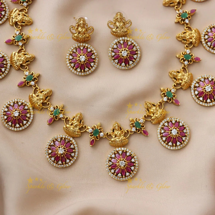 Exquisite Lakshmi Temple Jewelry in Gold Finish