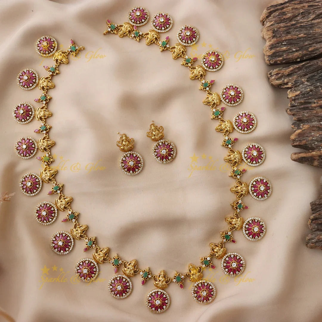 Exquisite Lakshmi Floral Necklace Set - Perfect for Weddings