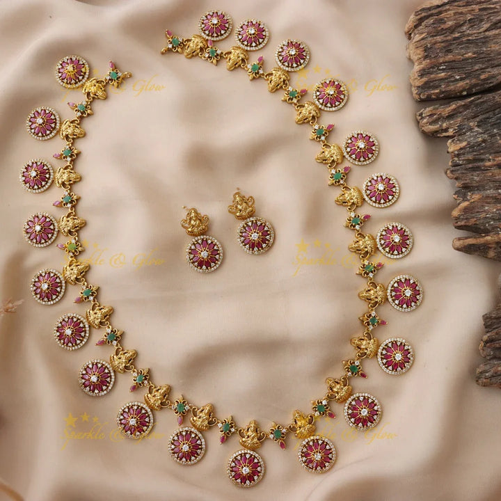 Exquisite Lakshmi Floral Necklace Set - Perfect for Weddings