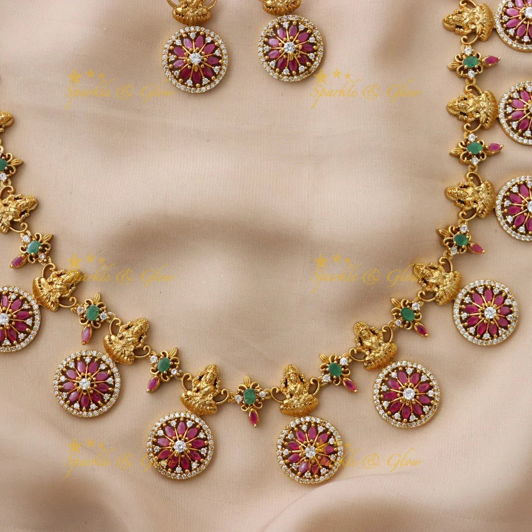 Exquisite Lakshmi Floral Necklace Set - Perfect for Weddings
