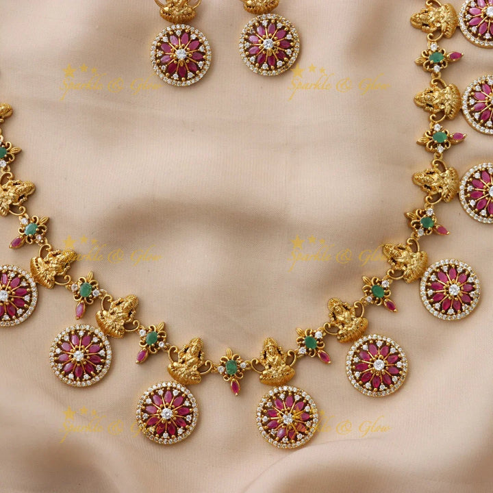 Exquisite Lakshmi Floral Necklace Set - Perfect for Weddings