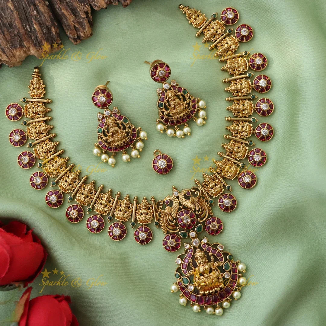 Exclusive Lakshmi Peacock Necklace – Premium Festive Wear