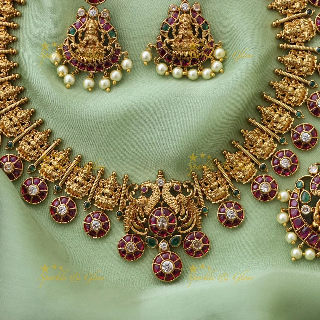 Exclusive Lakshmi Peacock Necklace – Premium Festive Wear
