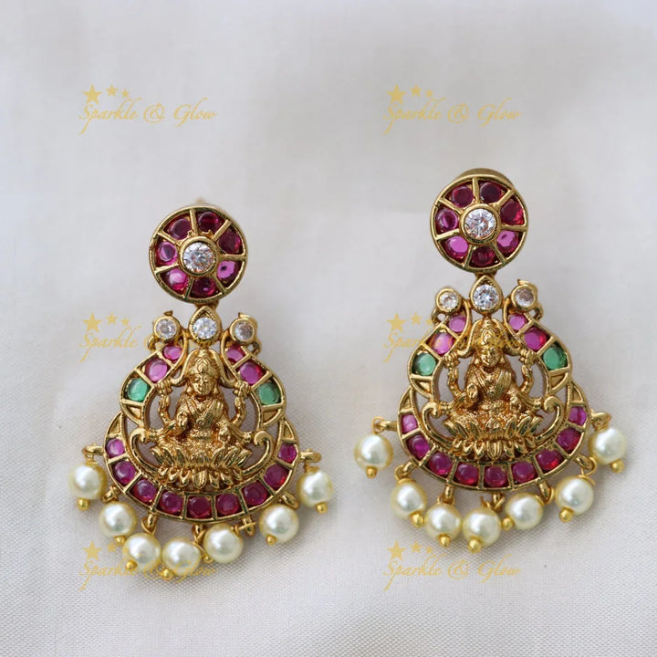 Exquisite Gold Lakshmi Temple Necklace Set for Brides