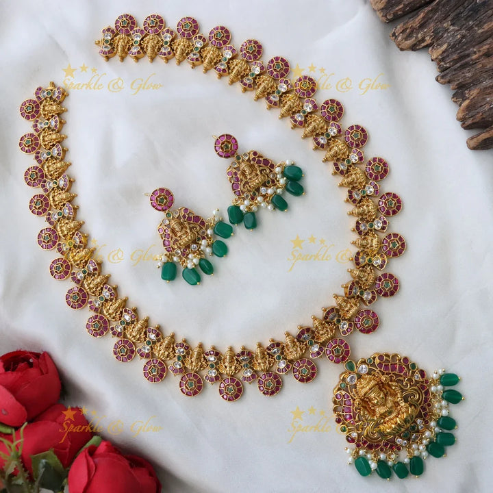 Lakshmi Peacock Necklace Set for Weddings & Festive Wear
