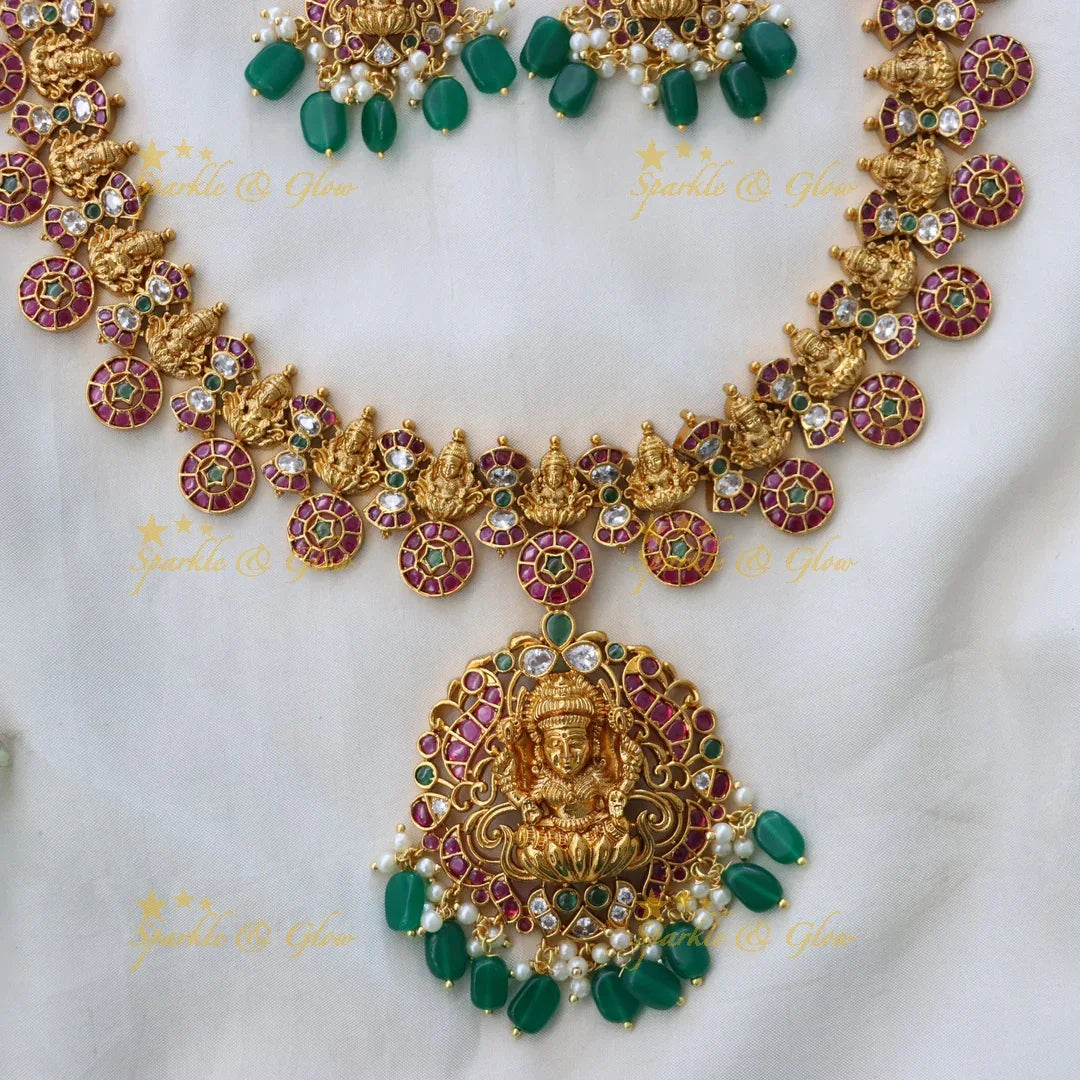Lakshmi Peacock Necklace Set for Weddings & Festive Wear