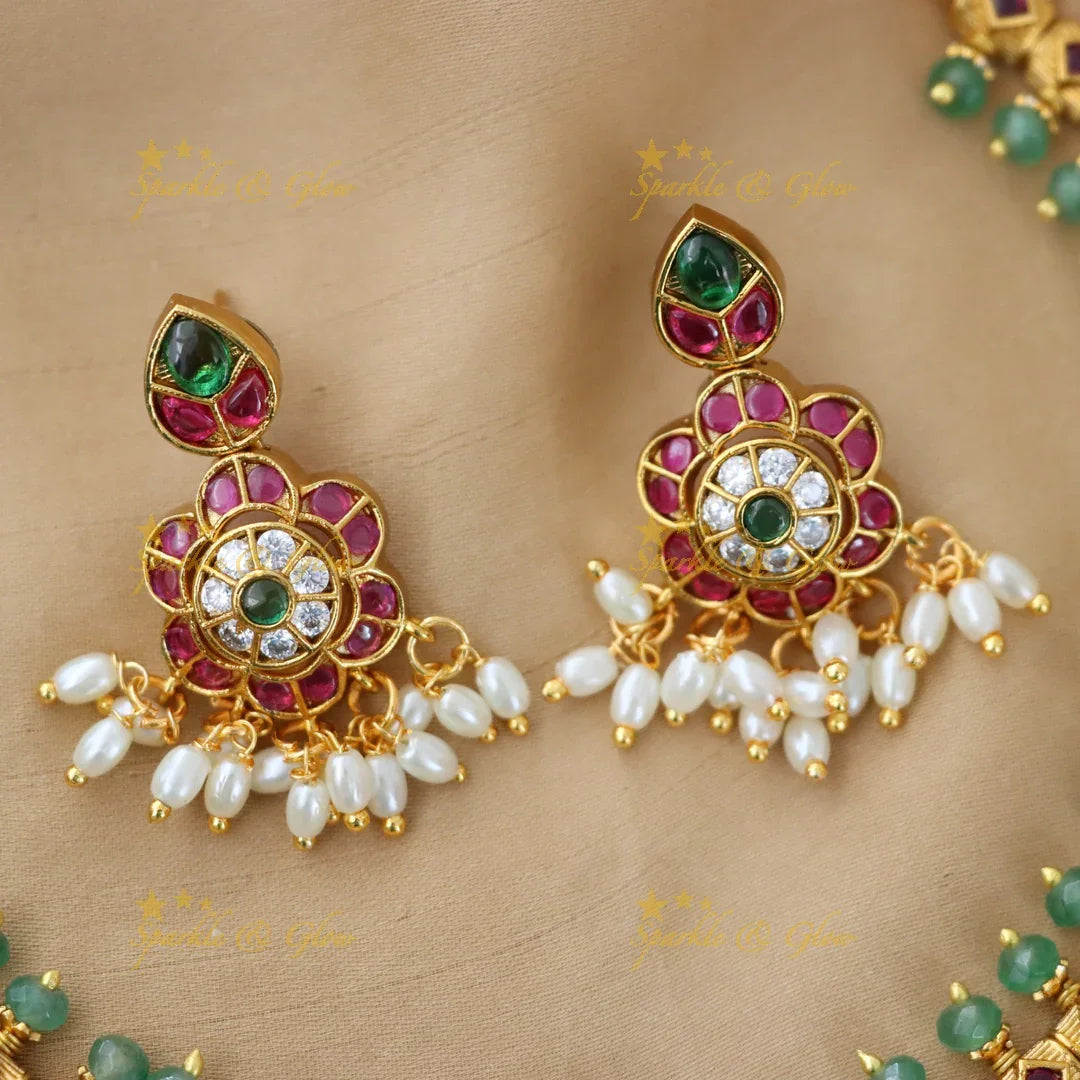 Lakshmi Pearl Floral Necklace – Bridal Festive Jewel