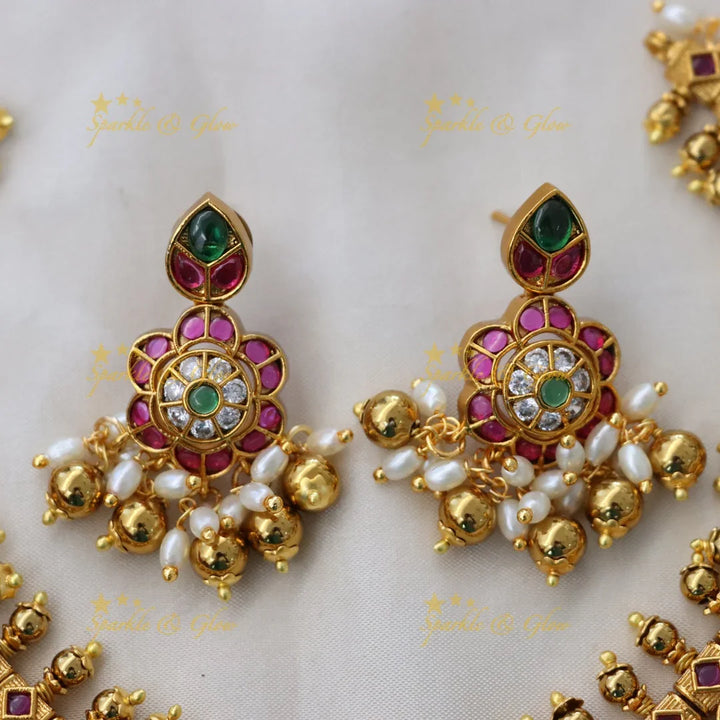 Lakshmi Pearl Floral Necklace – Bridal Festive Jewel