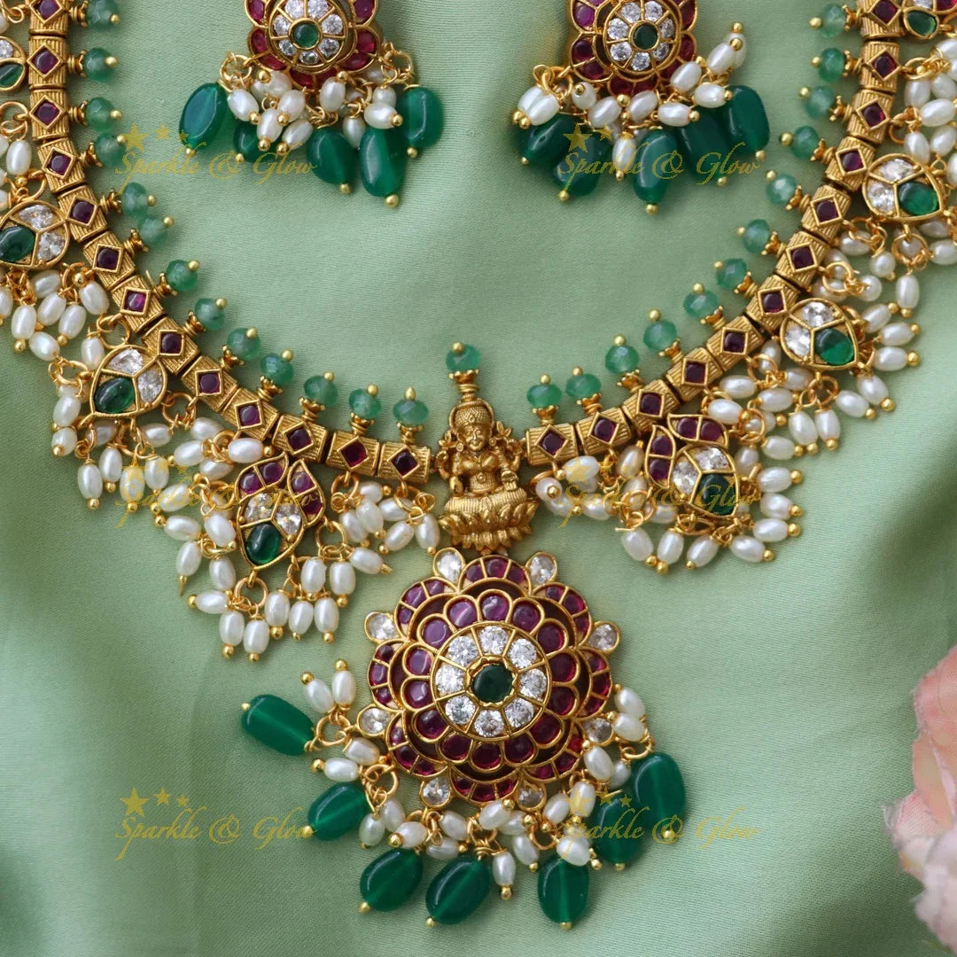 Lakshmi Pearl Floral Necklace – Bridal Festive Jewel