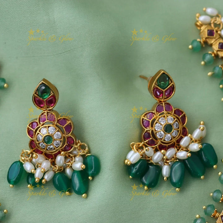 Lakshmi Pearl Floral Necklace – Bridal Festive Jewel