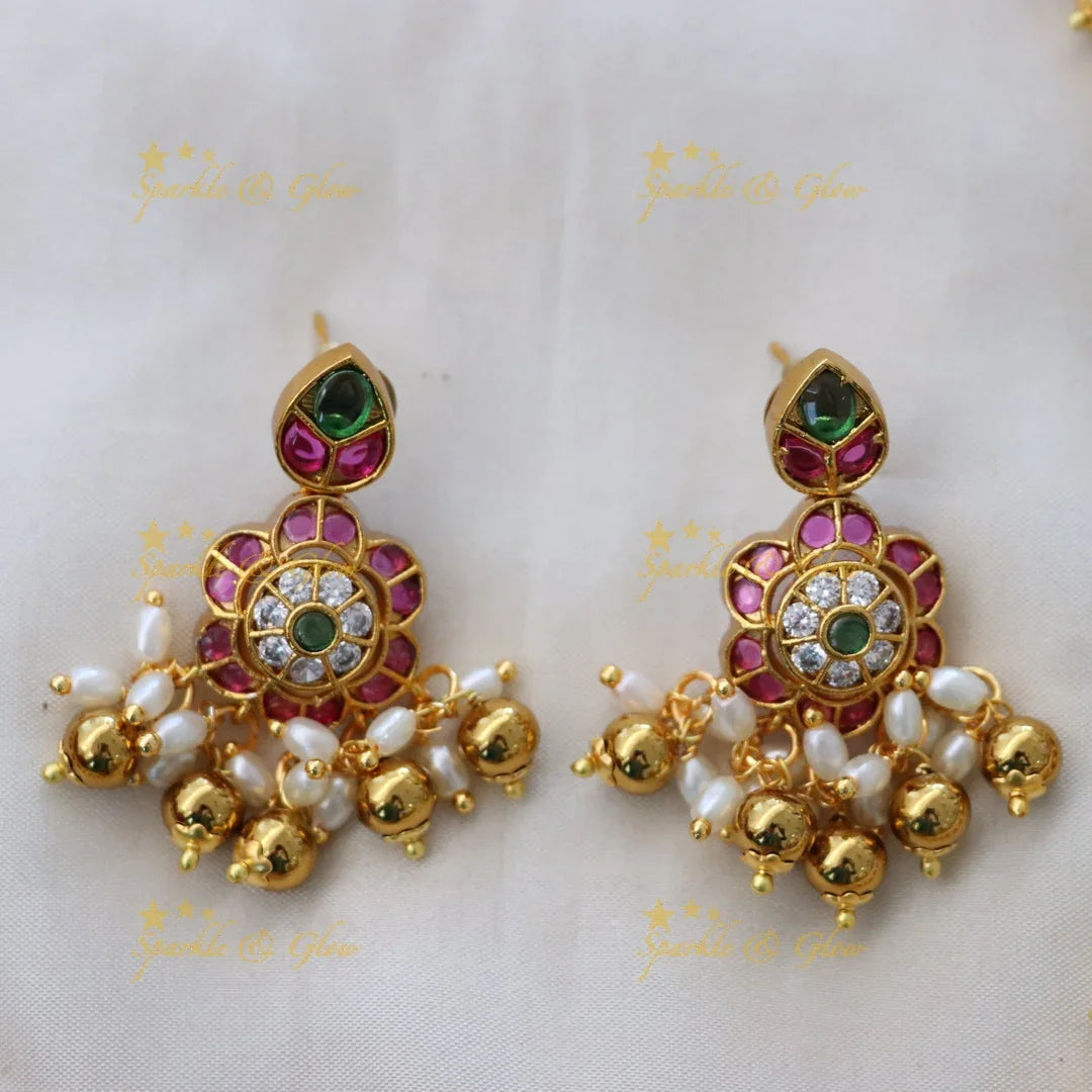 Elegant Pearls & Floral Necklace Set for Weddings