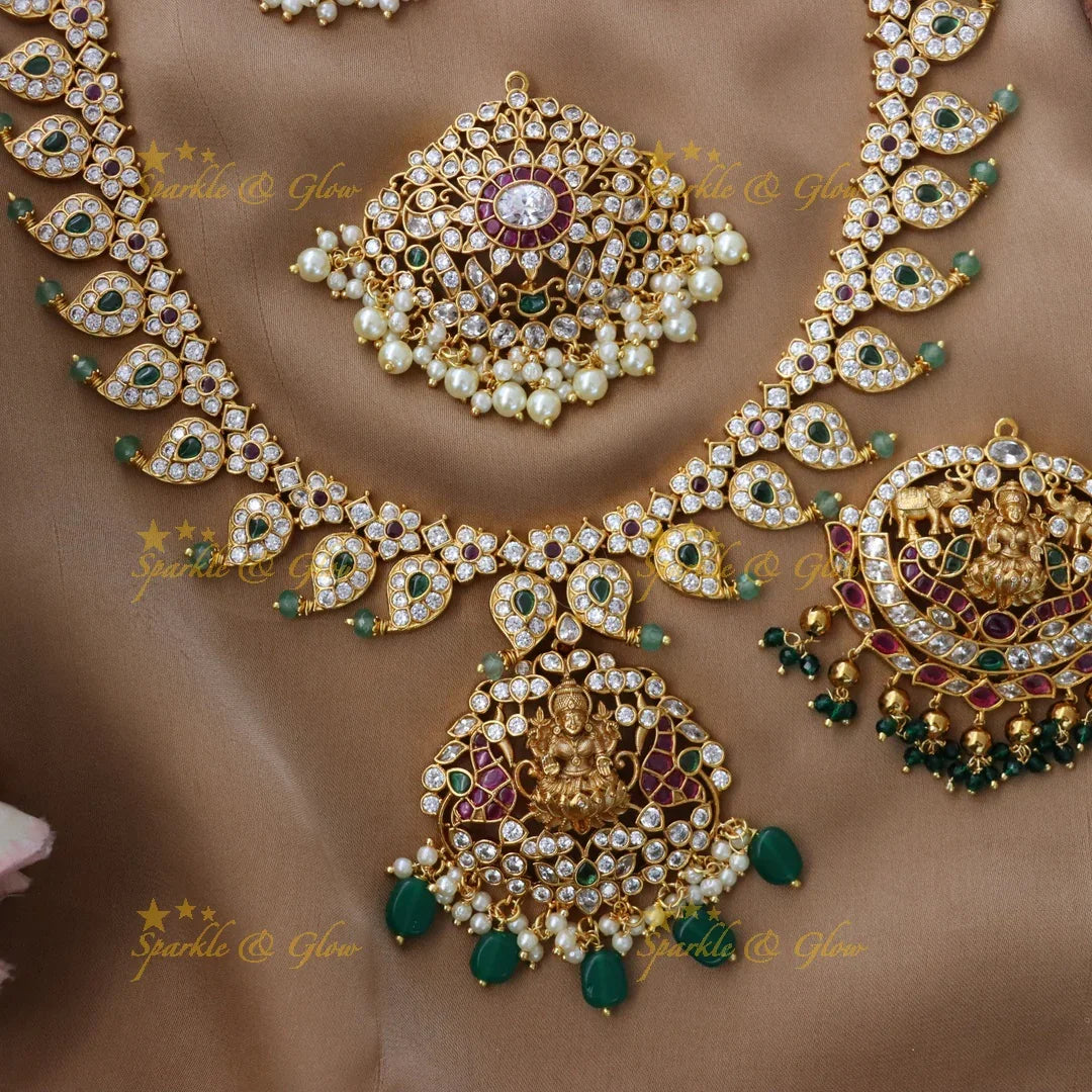 Exquisite Floral Mango Lakshmi Necklace Set | Sparkle & Glow