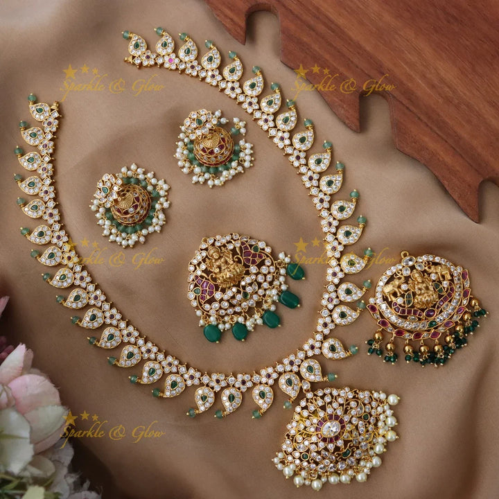 Exquisite Floral Mango Lakshmi Necklace Set | Sparkle & Glow