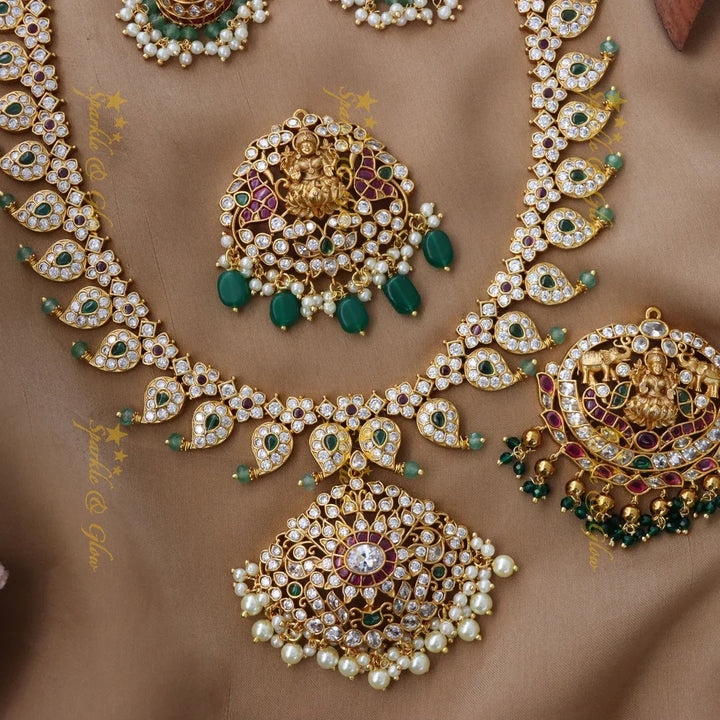 Exquisite Floral Mango Lakshmi Necklace Set | Sparkle & Glow