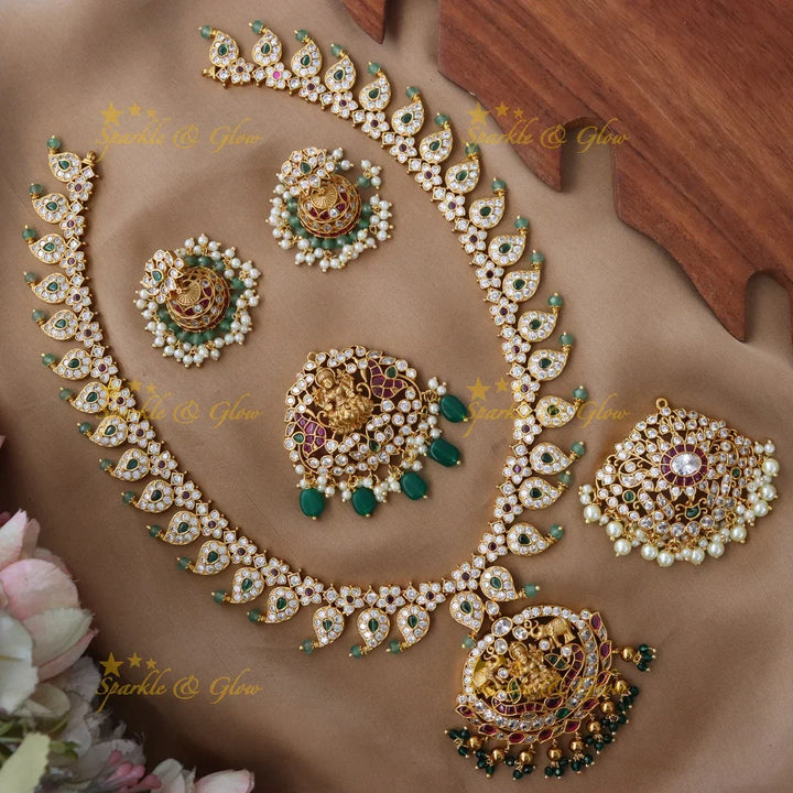 Exquisite Floral Mango Lakshmi Necklace Set | Sparkle & Glow