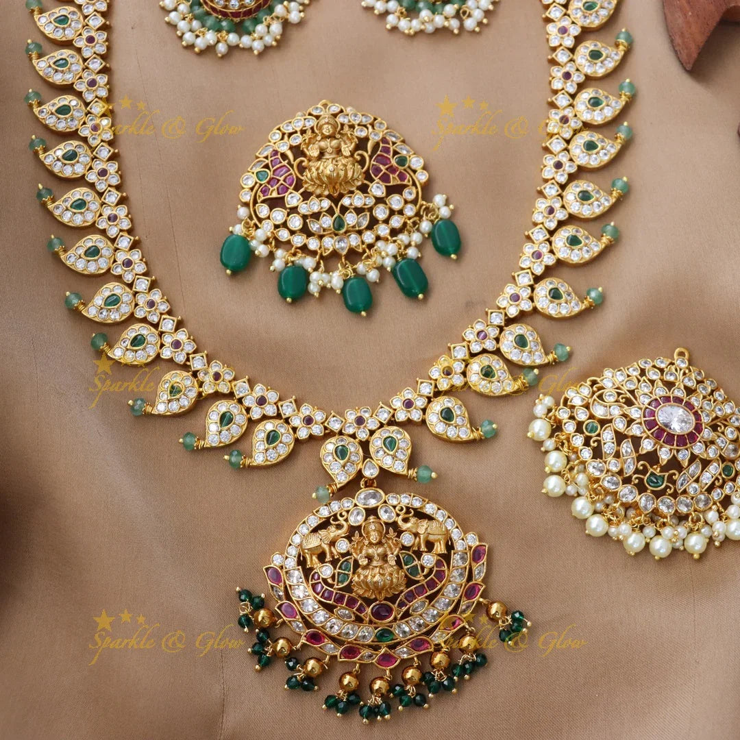 Exquisite Floral Mango Lakshmi Necklace Set | Sparkle & Glow