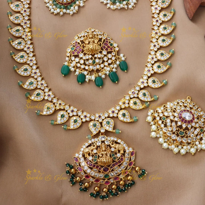 Exquisite Floral Mango Lakshmi Necklace Set | Sparkle & Glow