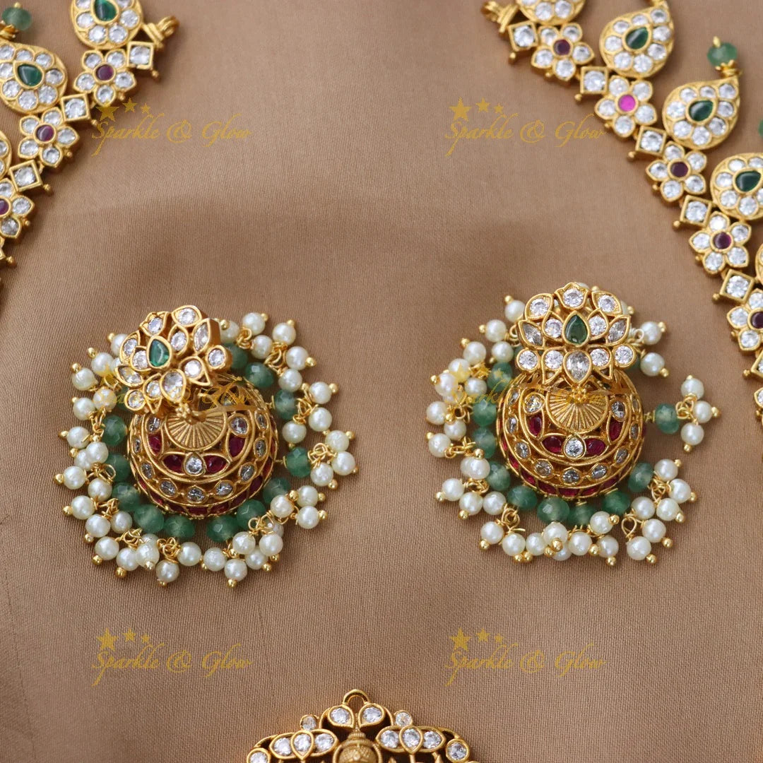 Exquisite Floral Mango Lakshmi Necklace Set | Sparkle & Glow