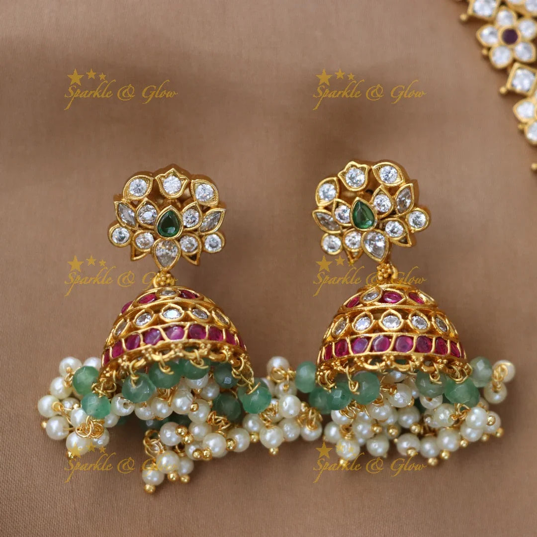 Exquisite Floral Mango Lakshmi Necklace Set | Sparkle & Glow