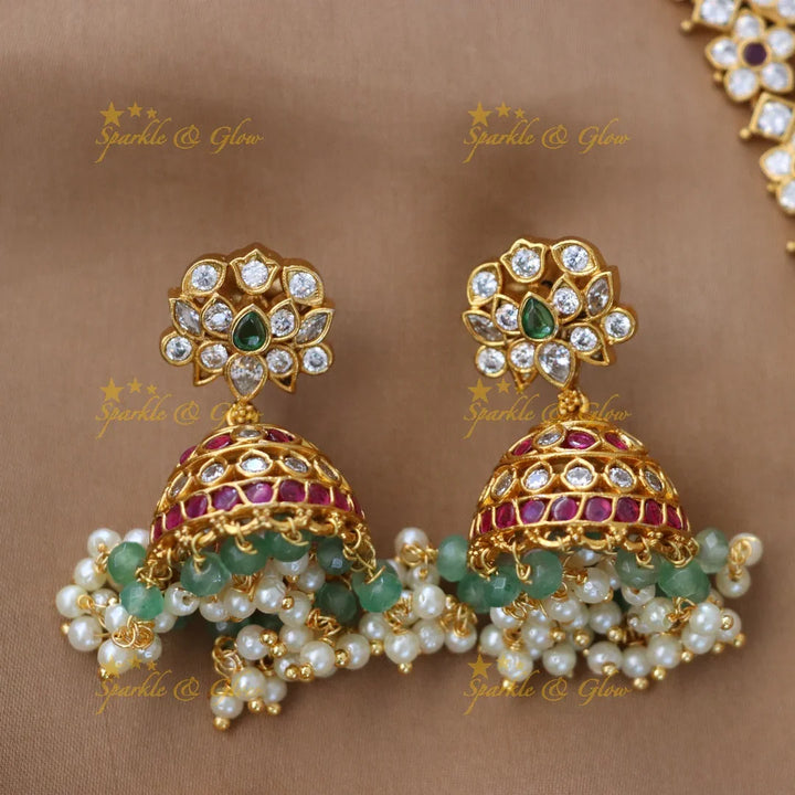 Exquisite Floral Mango Lakshmi Necklace Set | Sparkle & Glow