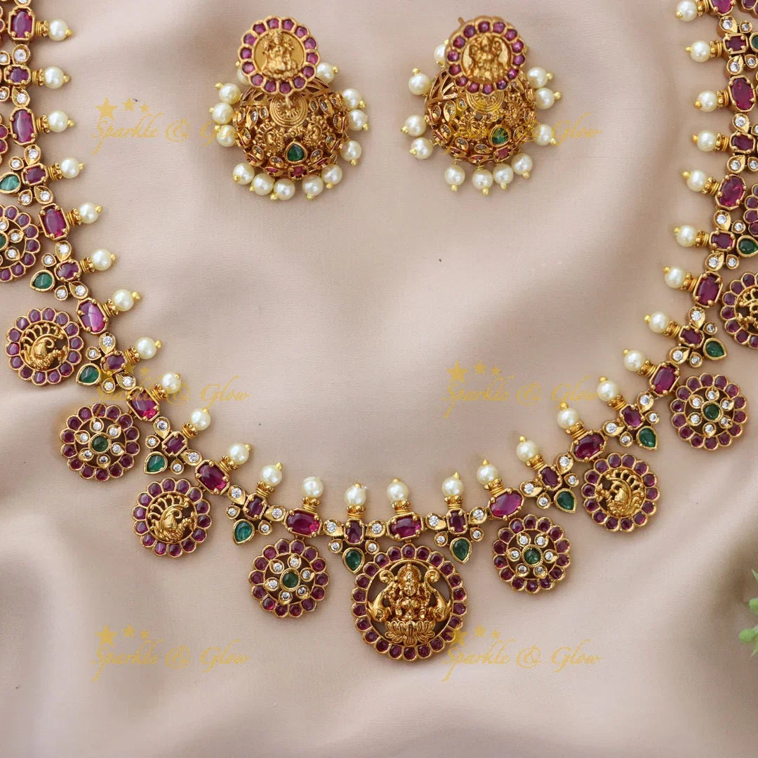 Exquisite Floral Peacock Necklace Set | Perfect for Weddings
