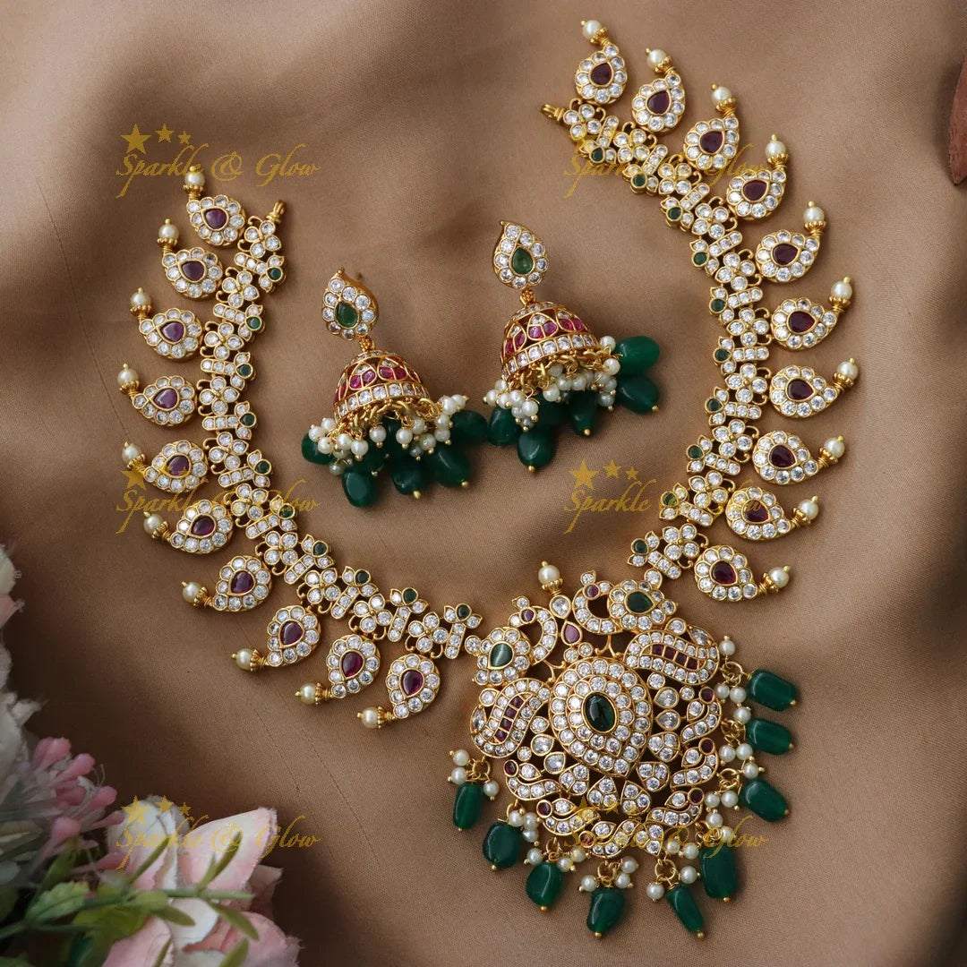 Stunning Mango Peacock Necklace Set for Festive Charm