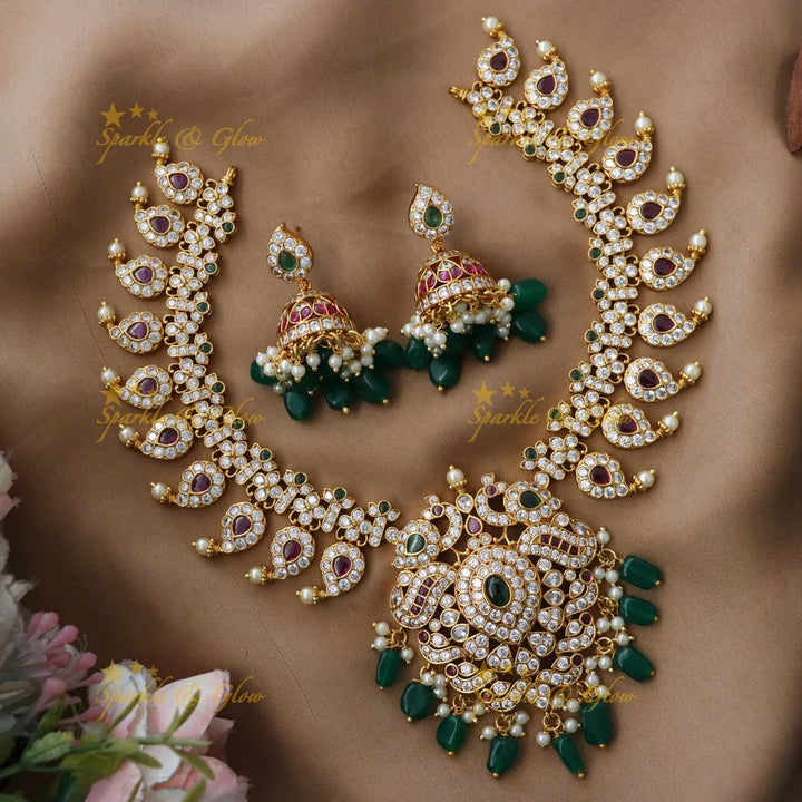 Stunning Mango Peacock Necklace Set for Festive Charm