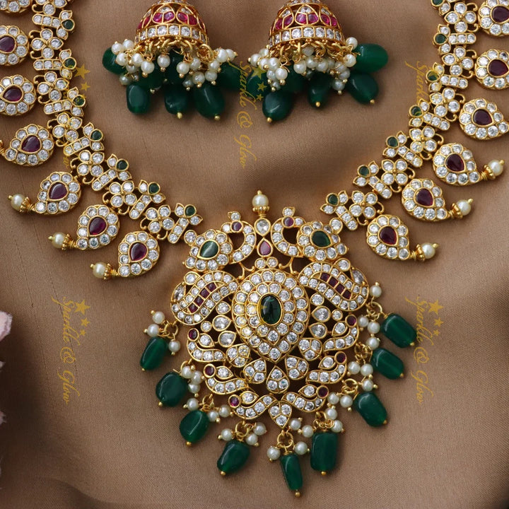 Stunning Mango Peacock Necklace Set for Festive Charm