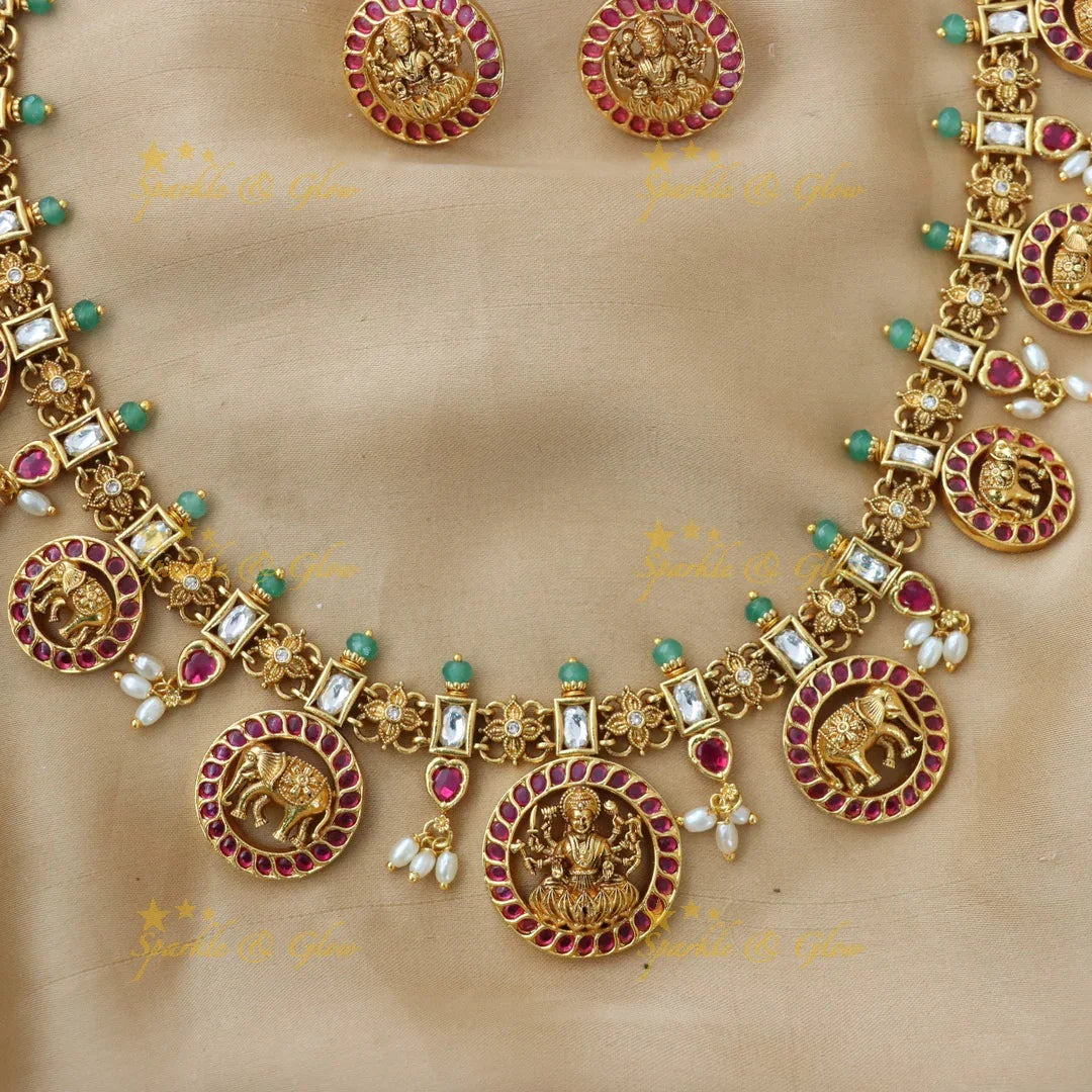 Unique Elephant Gold Necklace - Temple Style Elegance