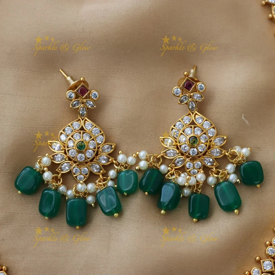 Exquisite Mango Floral Peacock Necklace Set