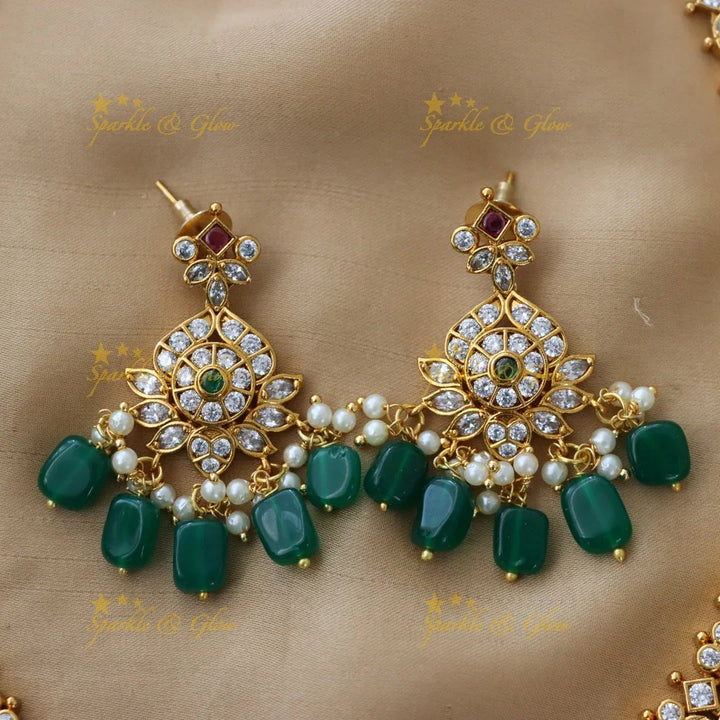 Exquisite Mango Floral Peacock Necklace Set