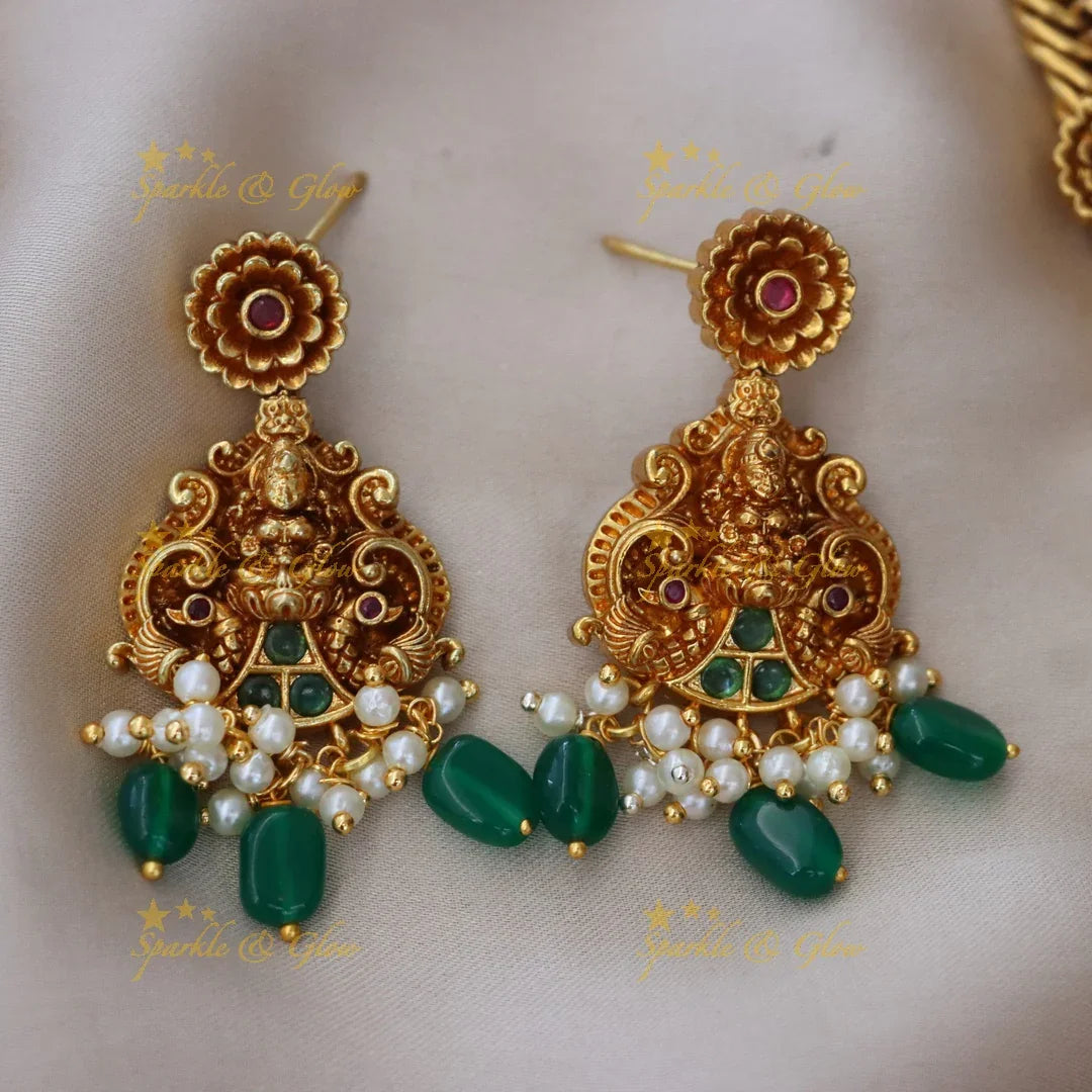 Exquisite Lakshmi Temple Necklace Set for Weddings