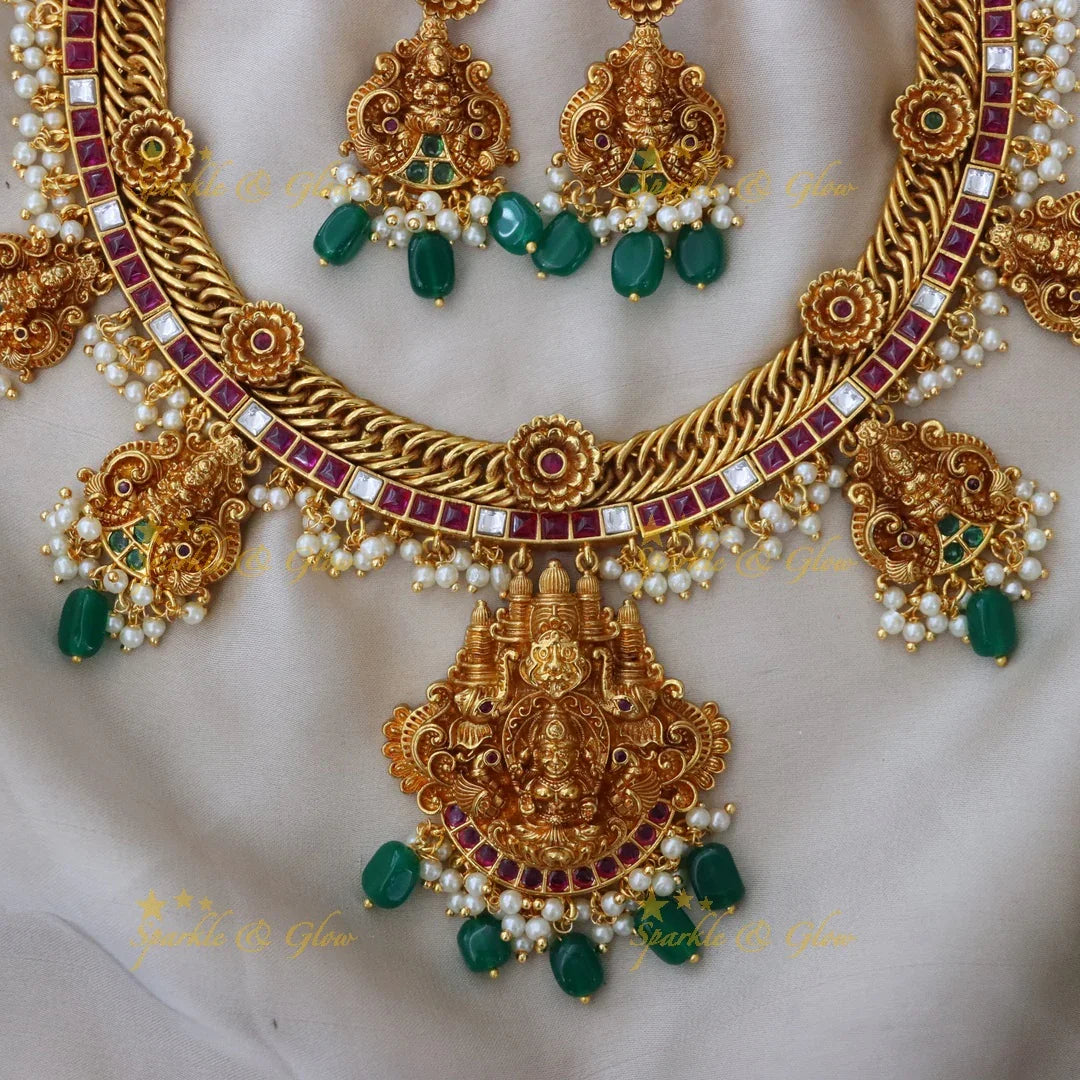 Opulent Lakshmi Temple Necklace for Festivals