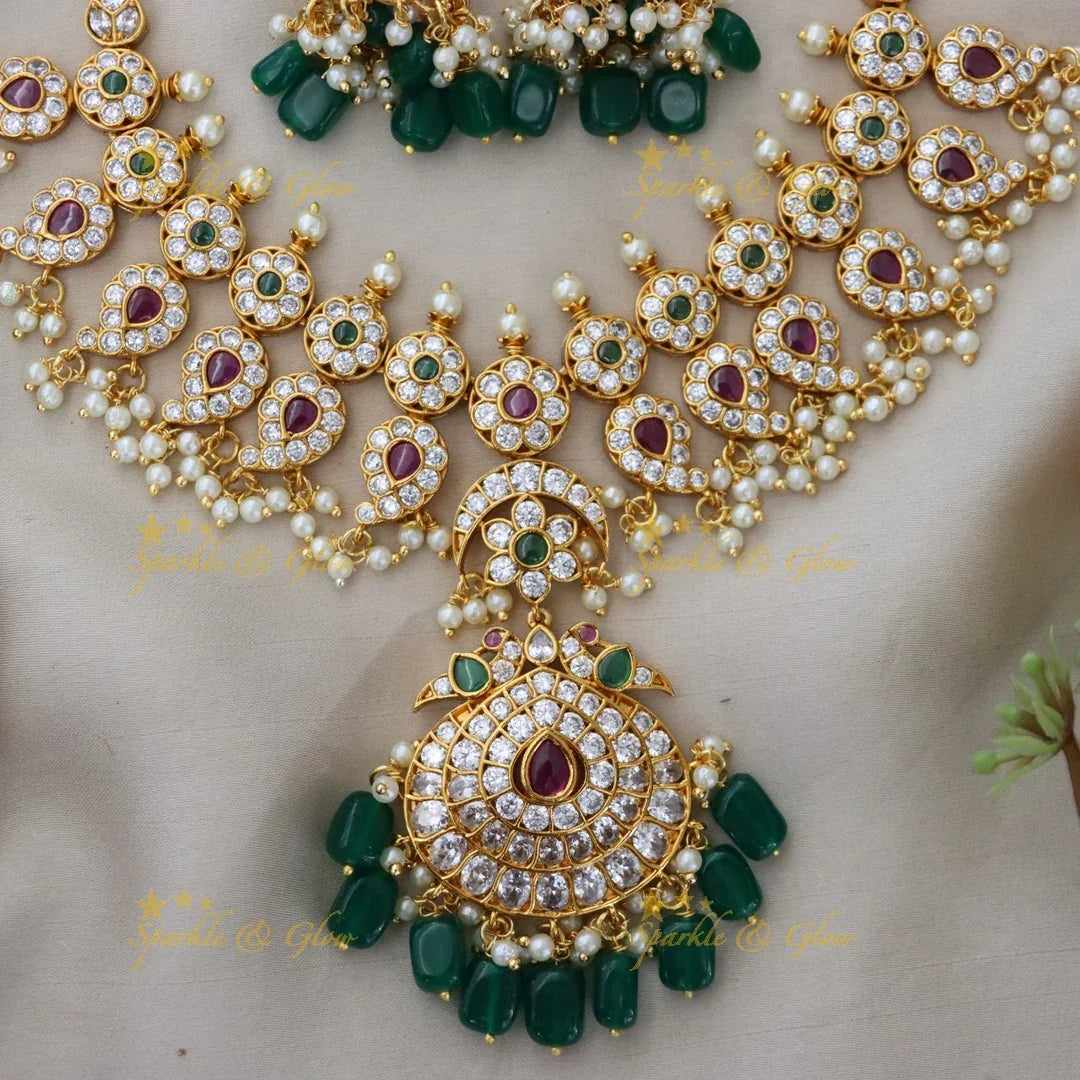 Elegant Mango Floral Short Wedding Necklace Design