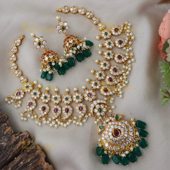 Elegant Mango Floral Short Wedding Necklace Design