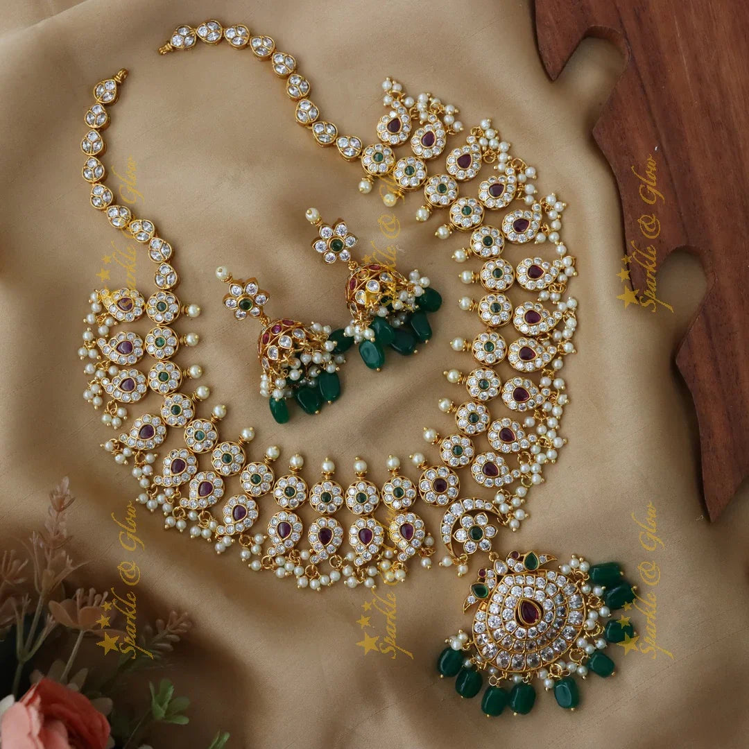 Exquisite Imitation Gold Long Necklace Set for Weddings