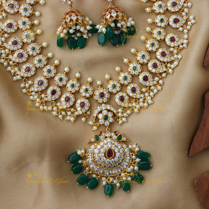 Exquisite Imitation Gold Long Necklace Set for Weddings