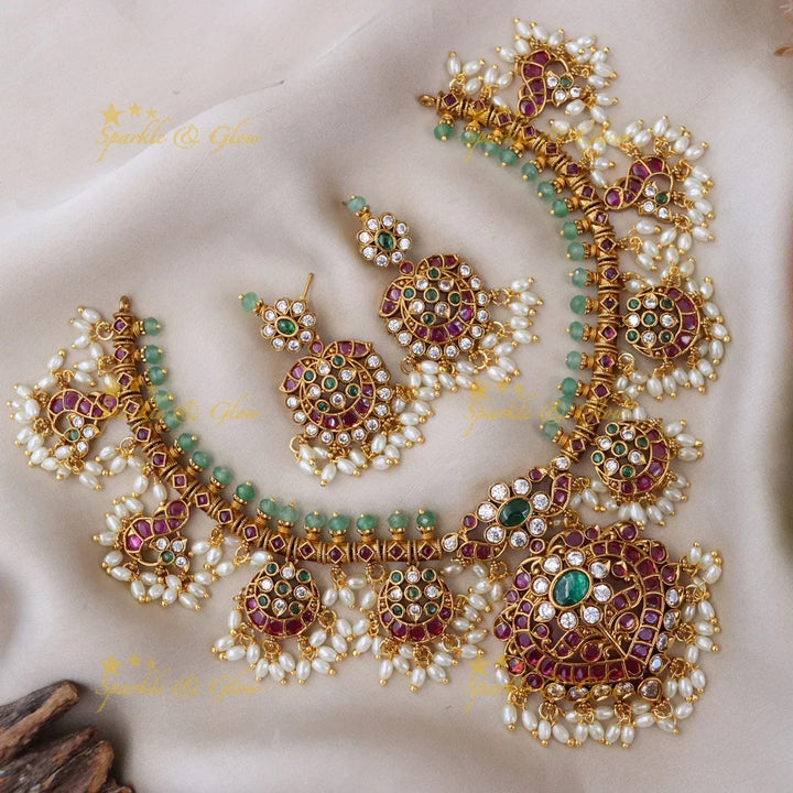 Exquisite Premium Half Moon Guttapusalu Necklace Set