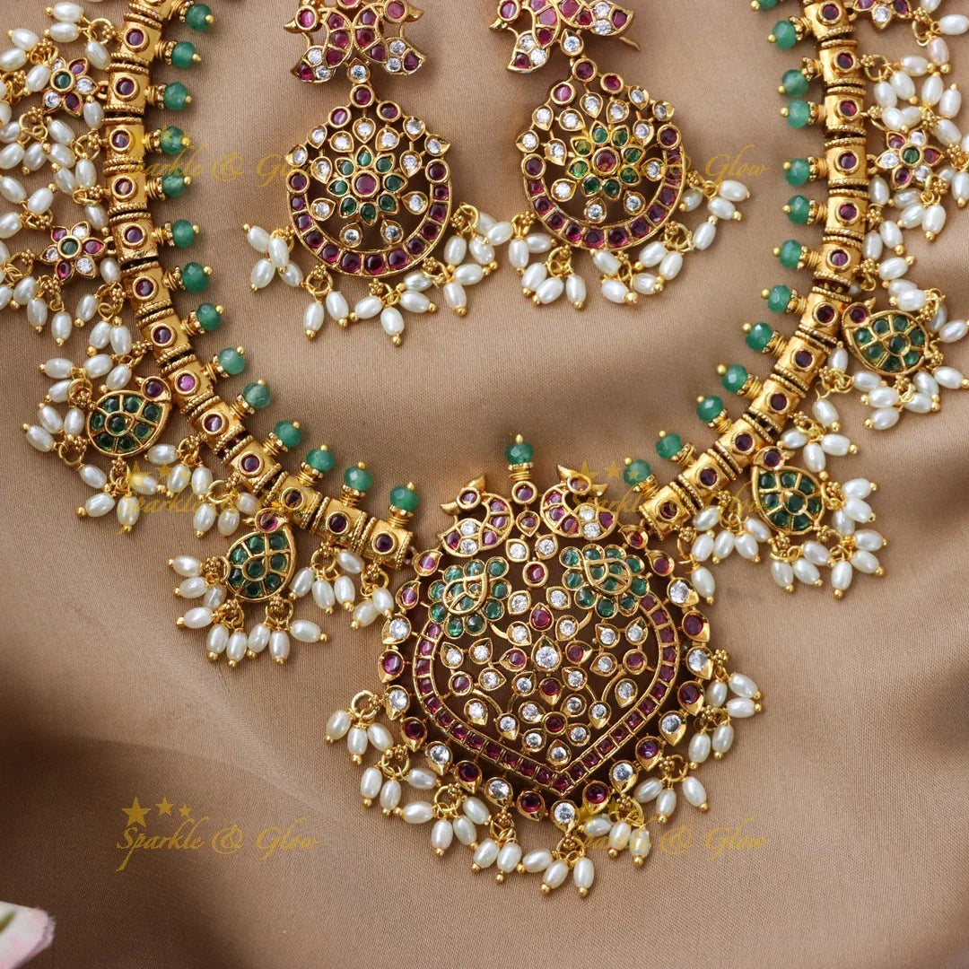 Exquisite Mango Peacock Wedding Necklace – Premium Imitation Jewellery