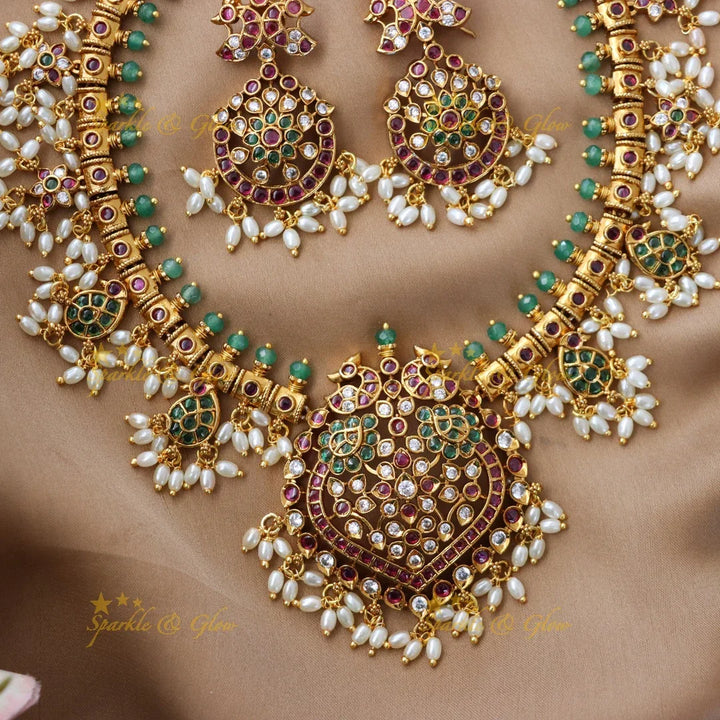 Exquisite Mango Peacock Wedding Necklace – Premium Imitation Jewellery