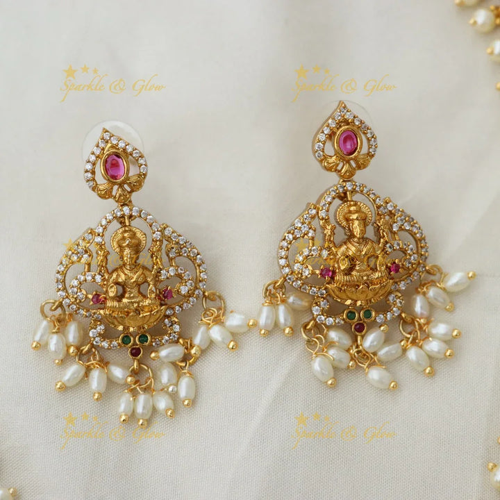 Elegant Lakshmi Peacock Necklace with Earrings