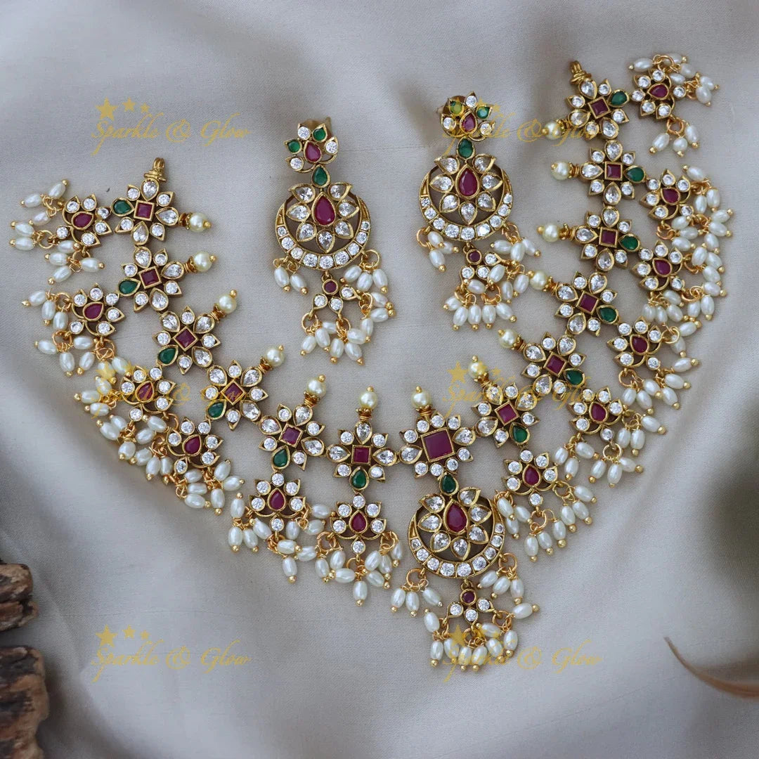 Luxurious Gold Pearl Necklace for Weddings & Festivities
