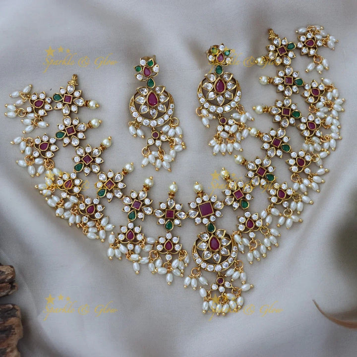 Luxurious Gold Pearl Necklace for Weddings & Festivities