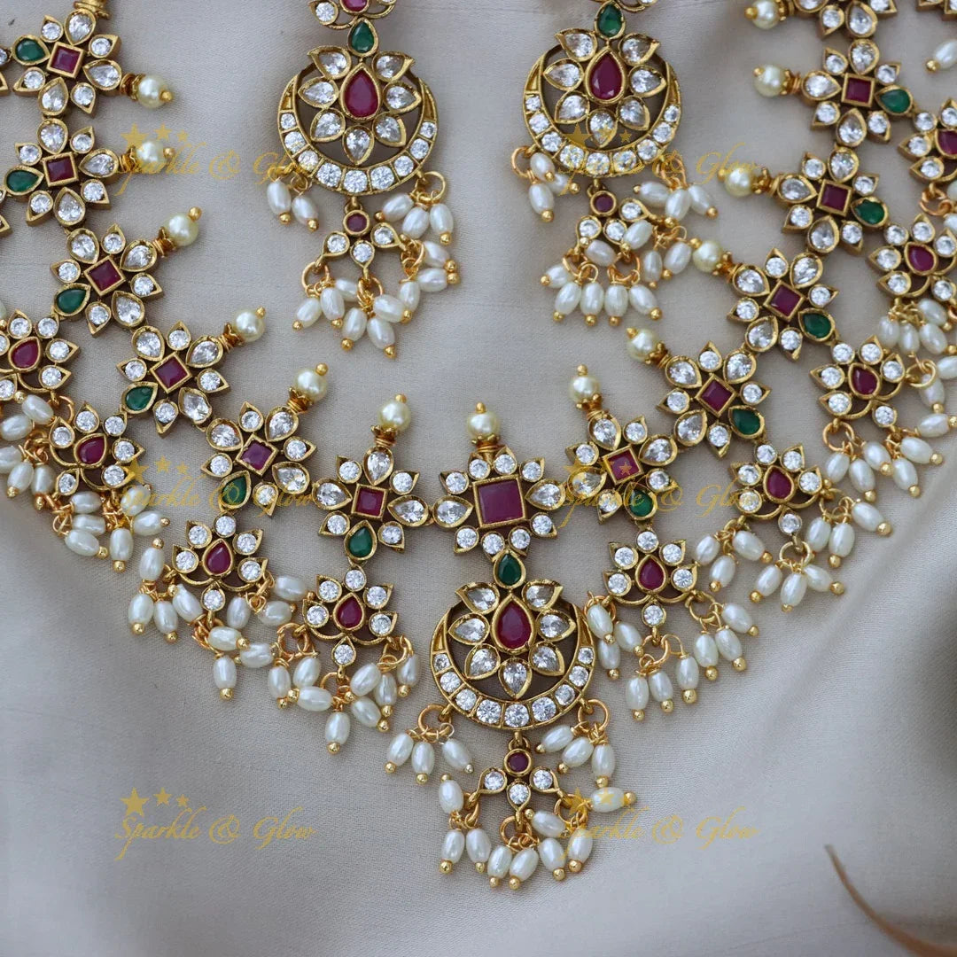 Luxurious Gold Pearl Necklace for Weddings & Festivities